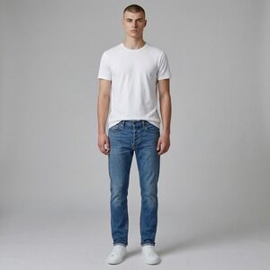 Rag & Bone Jeans 36x33 Fit 2 Slim Men's Blue Lenny Wash Button Fly Stretch USA